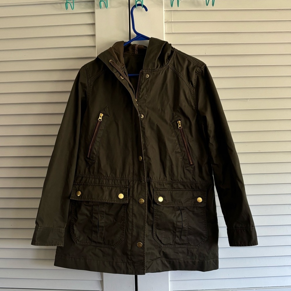 J Crew: Long Field Sterling Jacket
Color: Dark Fatigue